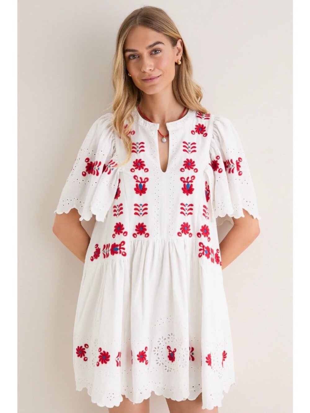 SEA NEW YORK Catharina Embroidery Mini Dress Cream Size Large NWT